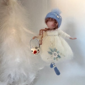 Needle felted fairy, Waldorf inspired, felted fairy, felted doll, Christmas decor, Christmas gift, Christmas tree, white dress, art doll