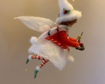 Needle felted angel, Waldorf inspired, felted angel, felted fairy, Christmas angel, Christmas tree decor, Christmas gift, angel with gift