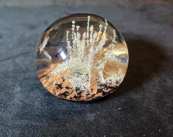 Vintage Murano Style Art Glas Briefbeschwerer Aventurin Abstrakt Kupfer & Silber Feuer