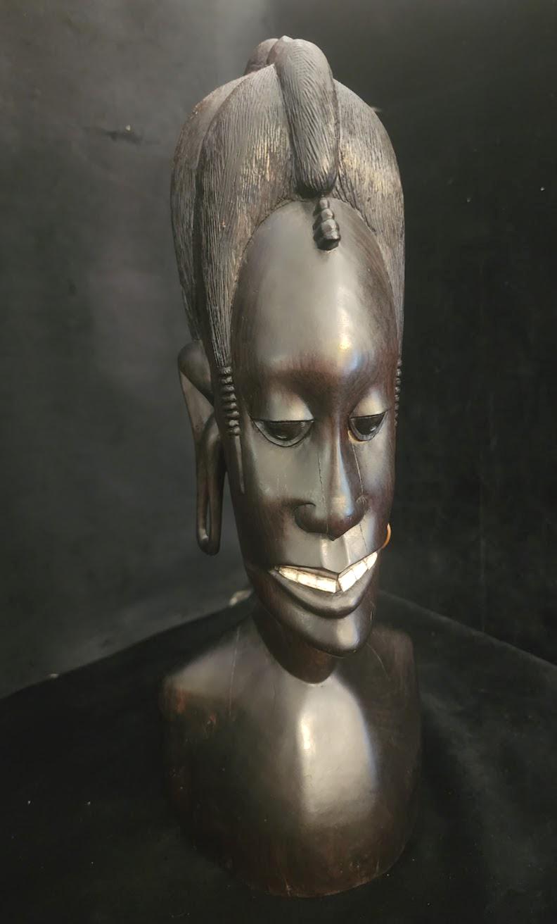 木彫り 黒人頭部置物 約18cm オブジェ 木彫り 黒人頭部置物 約18cm オブジェ