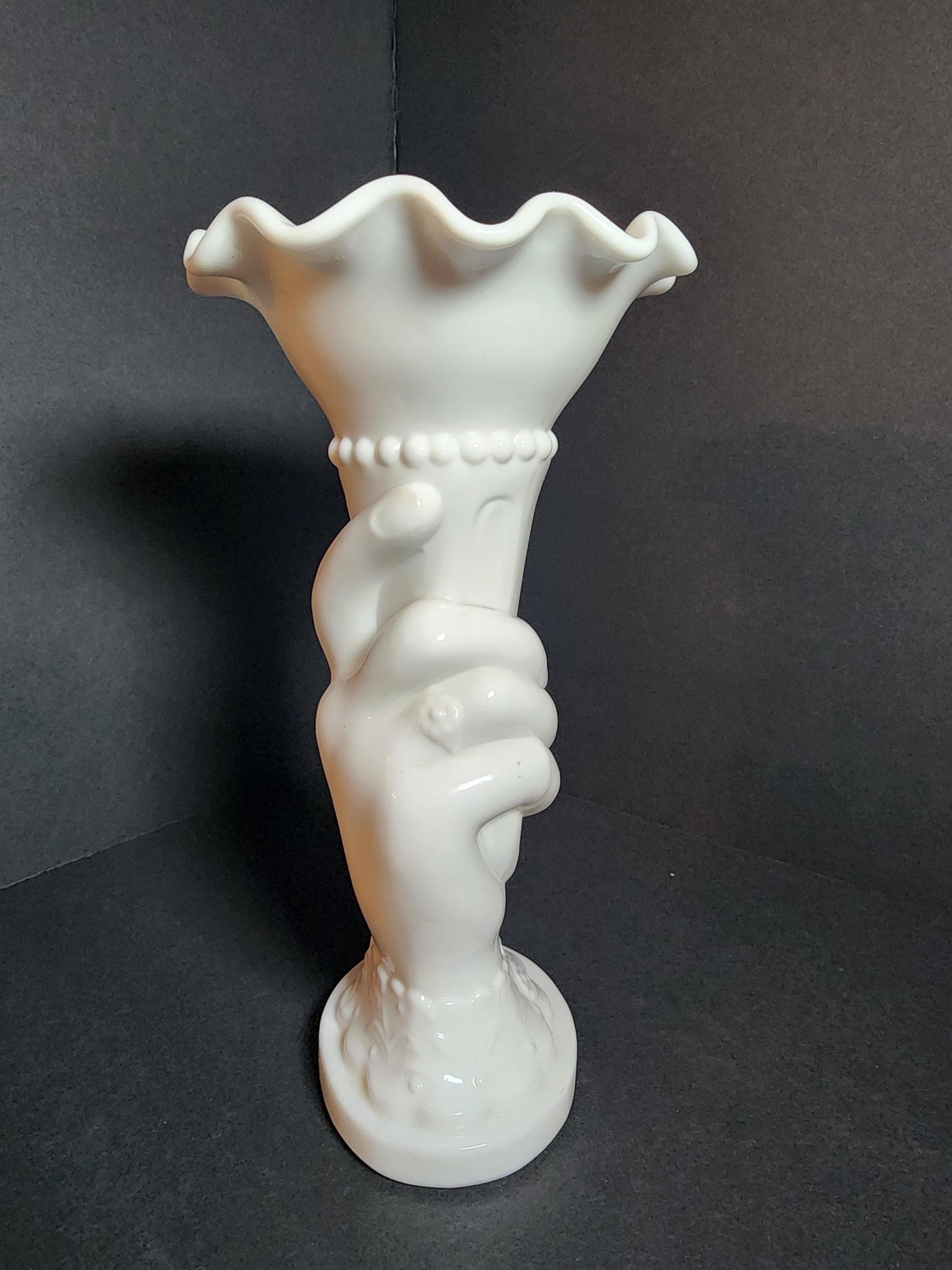 ヴィンテージ ウェストモアランド ホワイト ミルクガラス 手持ち花瓶