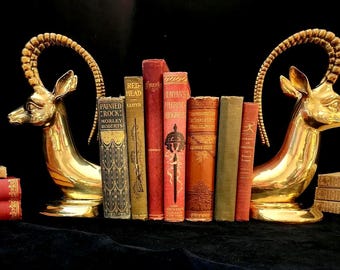 Vintage MCM Pair of Ibex Heavy High Gloss Brass Bookends