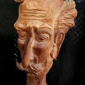 Vintage Rare MCM Don Quixote Portrait Hand Carved Solid Wood by Jose Pinal