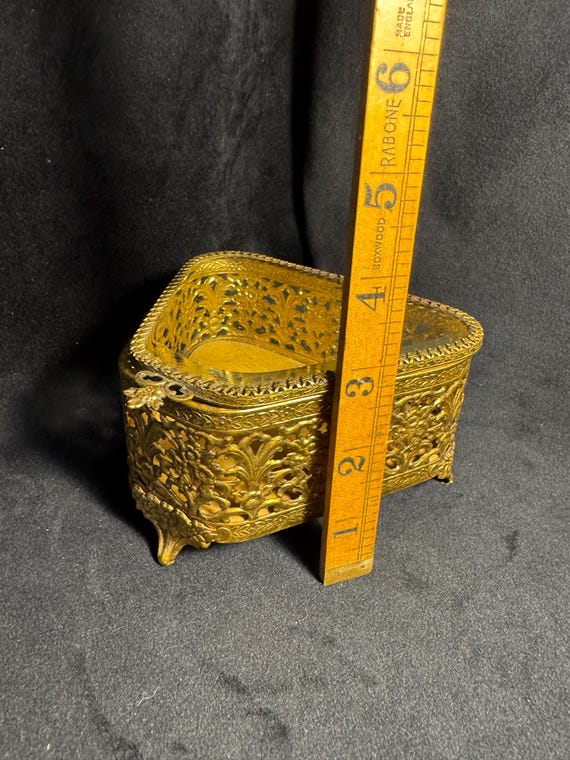 Vintage 24kt Gold Plated Beveled Glass Trinket Jewelry Box - Etsy