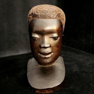 Vintage Hand Carved Ebony Tribal African Bust