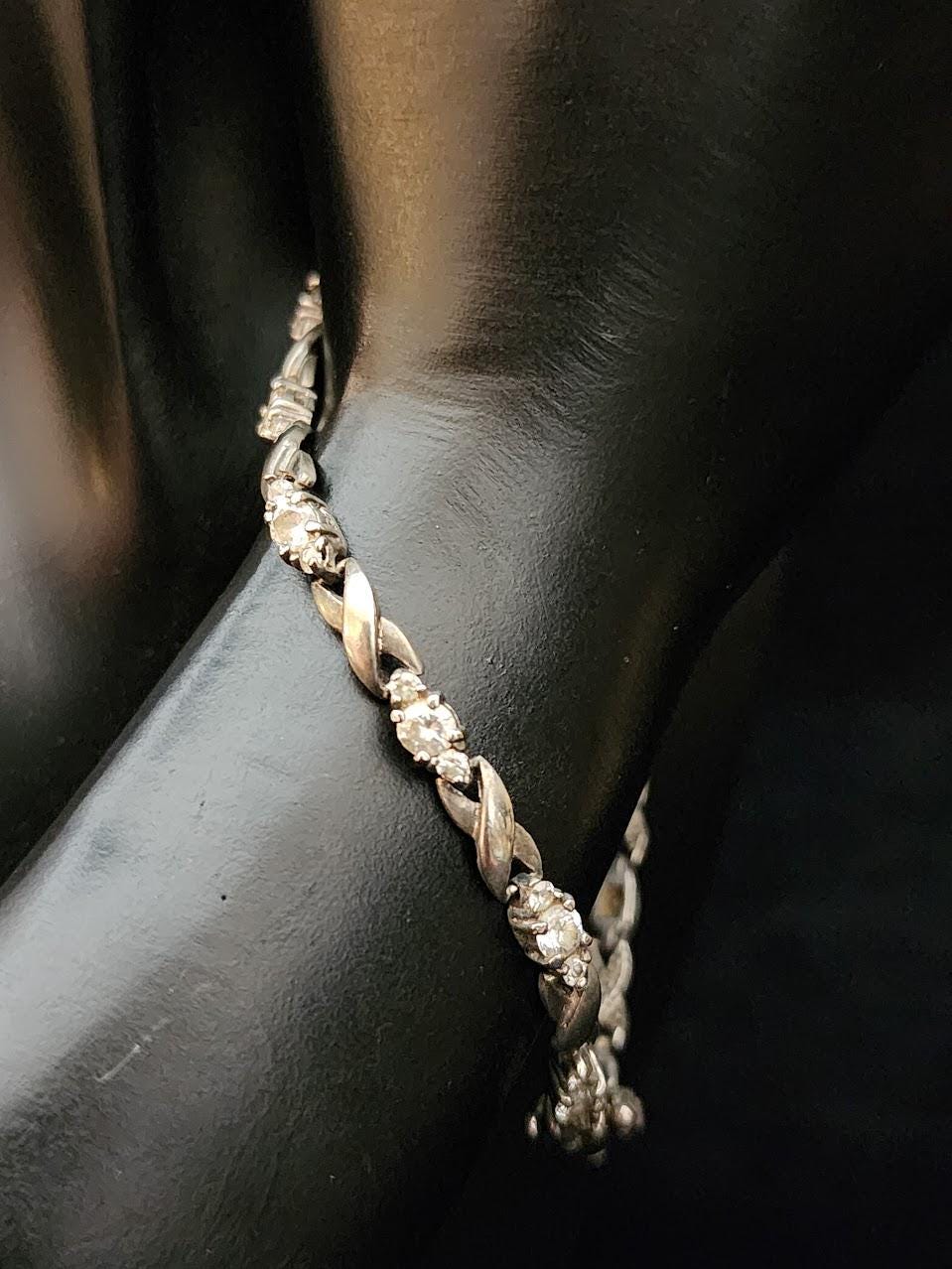 Vintage Sterling Silver 925 Infinity Bracelet With Interwoven