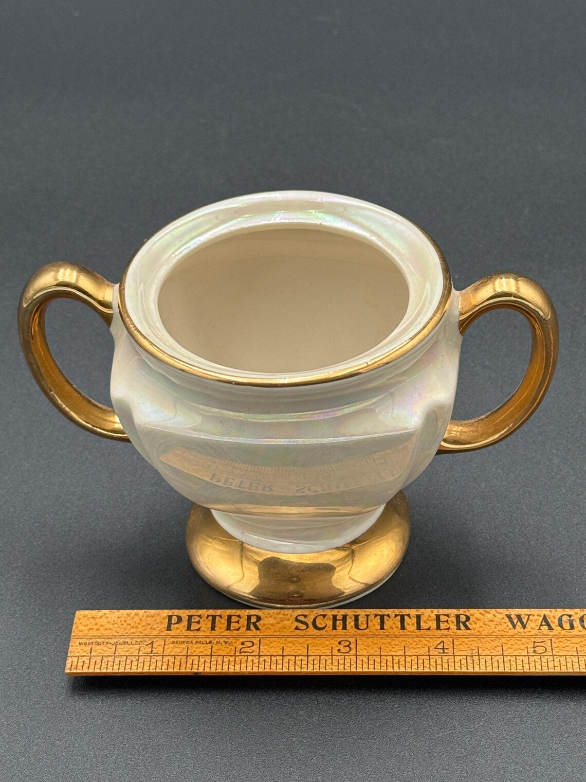 Vintage CG USE Warranted 22K Gold Aqua Lusterware Sugar Cup Etsy