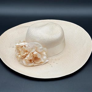 Cappelli Straw Hat Cream color with a hint of pink. Womens cappelli pink straw - Gem main image 3