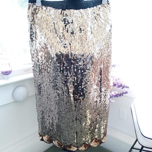 Gold Sequin Skirt Sequin Skirt Sequin Clothing Gold Mesh Apparel Full Length Skirt Attire Vintage Clothing Accessories Full Sequin Skirt