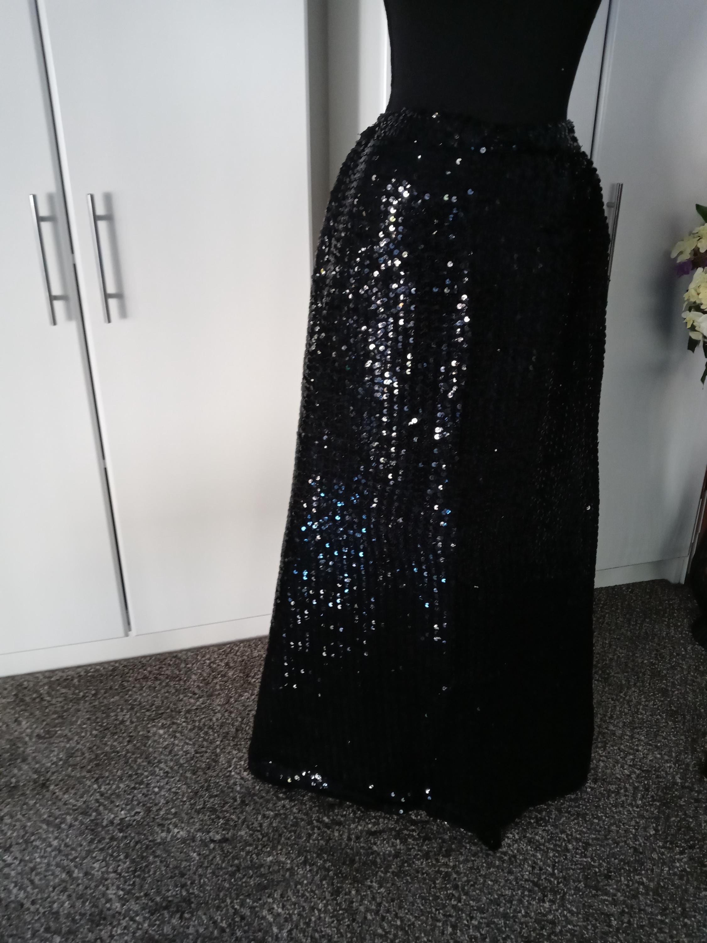 Long Black Sequin Skirt