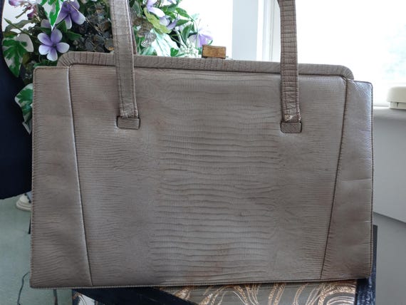 Top Handle Purse Mam Selle New York Handbag Top Lizard Textured Leather Tan Handbag VintageLeather Shoulder Bag Women Accessories Vintage