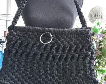 Svart handväska med topphandtag Lux Woven Purse Woven Shoulder Bag Unik Unika vintage-väska Accessoarer Vintage-väska