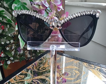 Cat Eye Sunglasses Black Frames Rhinestones Glasses Black Frames Women Rhinestone Accessories Cat Eye Glasses Frame Glasses Rare Sunglasses
