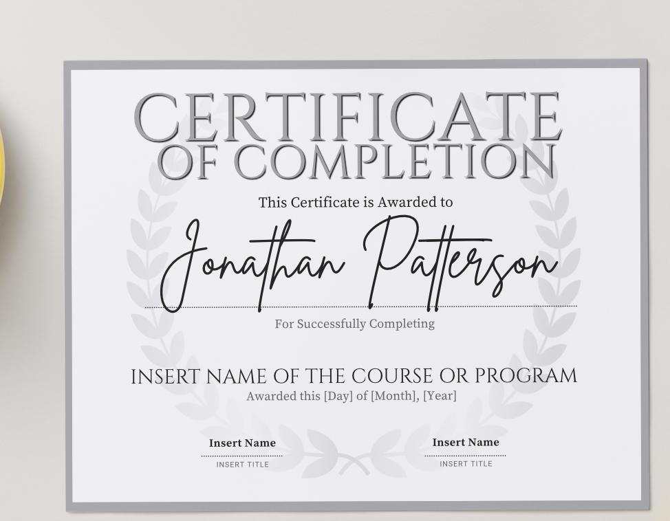 Certificate of Completion | 5 Designs (digital Download) - Etsy