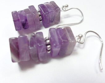Amethyst Earrings - Stack Stone Earrings - Natural Stone Jewelry - February Birthstone - Purple Earrings - Purple Stone - Made in Montana