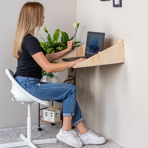 Space Saving Murphy Desk | Wall Mounted Folding Desk and Shelf | Convertible Floating Table for Small Rooms