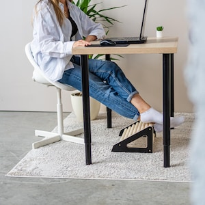 Wooden Footrest for Desk | Ergonomic Office Foot Stool | Handmade Natural Wood Under Desk Footrest for Better Posture