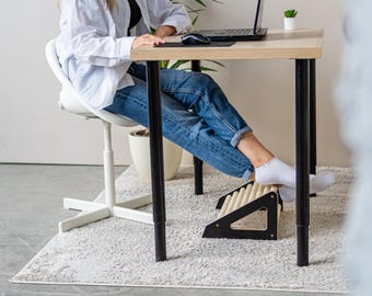 Wooden Footrest for Desk | Ergonomic Office Foot Stool | Handmade Natural Wood Under Desk Footrest for Better Posture