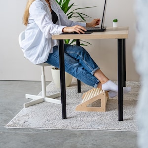 Natural Wood Footrest | Handmade Desk Foot Stool for Posture Support | Adjustable Wooden Footrest for Office, Home, or Montessori Use