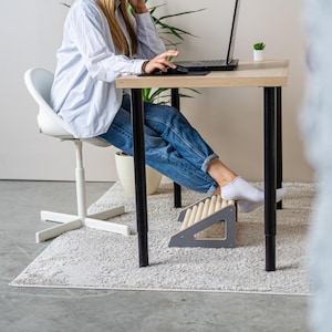 Ergonomic Wooden Footrest for Under Desk | Adjustable Height Office Foot Rest | Handmade Natural Wood Foot Stool for Home & Work