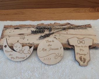 Godfather & Godmother request wooden magnet
