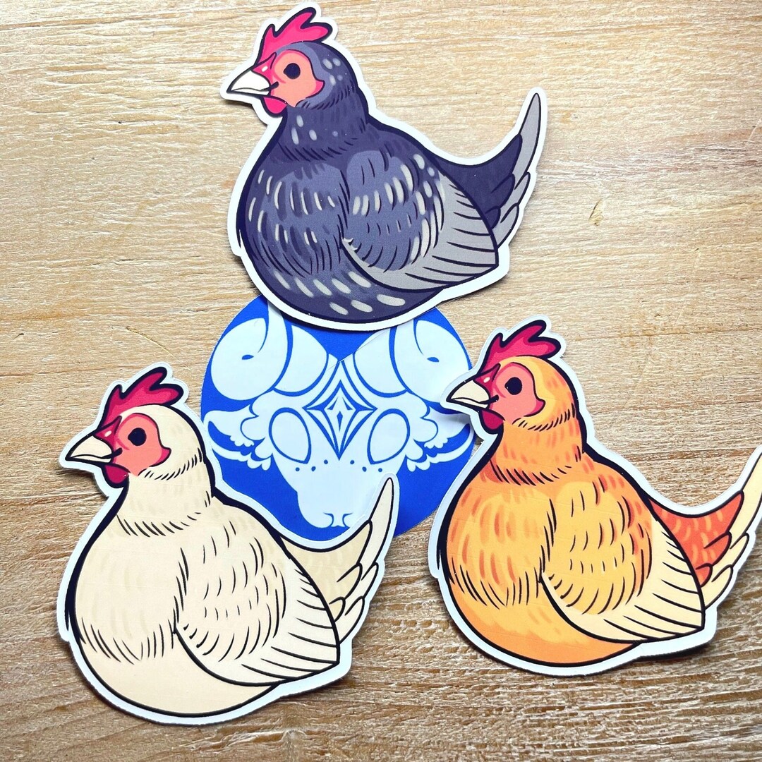 Chicken Trio Sticker, Gift for Chicken Owner, Present for Bird Lovers ...