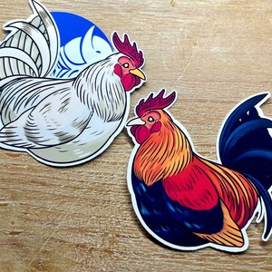 Cute Roosters Stickers,  Bundle of Chickens, Journaling, Decals, Waterproof Vynil, Coop, Laptop Accessory, Gift for Bird Lovers or Owner
