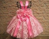 PINK LACE PRINCESS, Pink Tutu Dress, Flower Girl Gown, Pageant Girl Dress, Christening Gown, Baptism, First Birthday Dress, Pink Lace Tutu