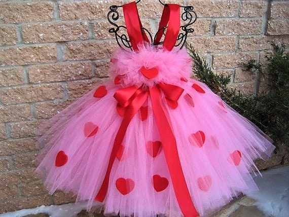 pink dress with red hearts