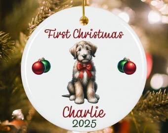Personalized Irish Wolfhound Puppy Christmas Ornament - Irish Wolfhound Puppy's First Christmas Dog Ornament 2026