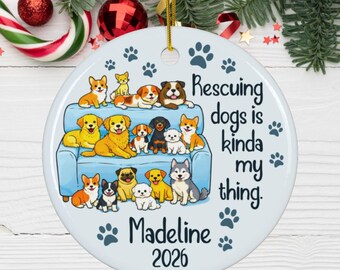 Personalized Dog Rescue Christmas Ornament - gift for dog adoption 2026