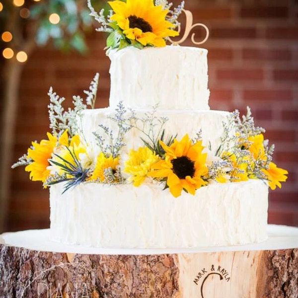 12" STUMP Rustic Wood Tree Slice Wedding Cake Base, Wooden Slab Stand, Perfect Engagement Gift, Beautiful Raw Bark, Made in Colorado