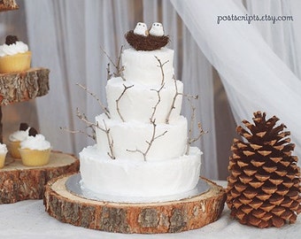 15" Rustic Wood Tree Slice Wedding Cake Base or Cupcake Stand for your Event and Party or even a Newborn Photo Prop - Slab Guest Book