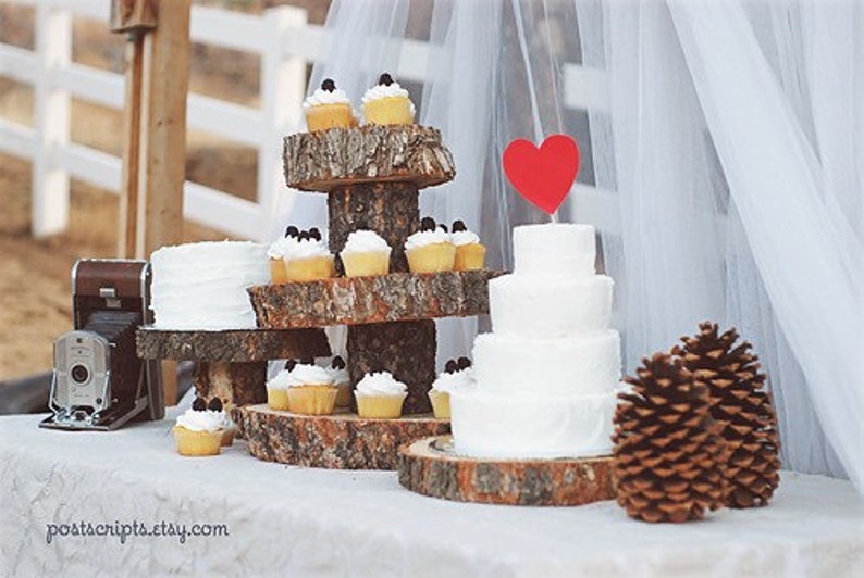 15 Rustic Wood Tree Slice Wedding Cake Base or Cupcake | Etsy