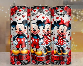 Mickey & Minnie Mouse Tumbler Wrap: Valentine's Day 20oz Skinny Tumbler (Digital Download)