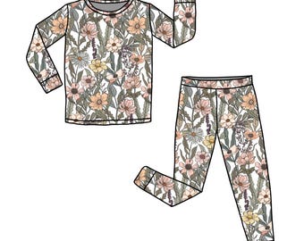 ワイルドフラワーズ 竹製子供用パジャマ 2点セット