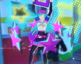 Hatsune Miku Sub Alarm | Miku Twitch & Kick Overlay | Miku Stream Alarm | Miku Animierte Dateien für Stream | Miku Emote