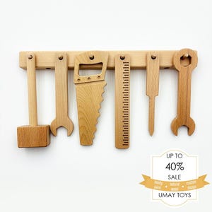Wooden Toddler Pretend Play Repair Kit & Tools Set, Developmental Wooden Repair Toy for Toddlers, Pretend Play Repair Kit Tools Set