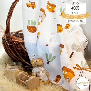Muslin Baby Blankets, Muslin Swaddle Blankets, Breathable Swaddle Wraps, Perfect for Newborns, Organic Baby Blankets in Soft Muslin Fabric