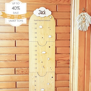 Personalized Height Chart, Floral Wooden Growth Chart for Nursery Wall Decor, Perfect Baby Shower Gift for Baby, Wooden Wall Decor for Kids