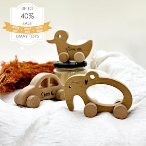 Personalized Wooden Baby Toys Set, Montessori Handmade Toy with Child&#39;s Name, Custom Christmas Gift, Hand-Crafted Decor
