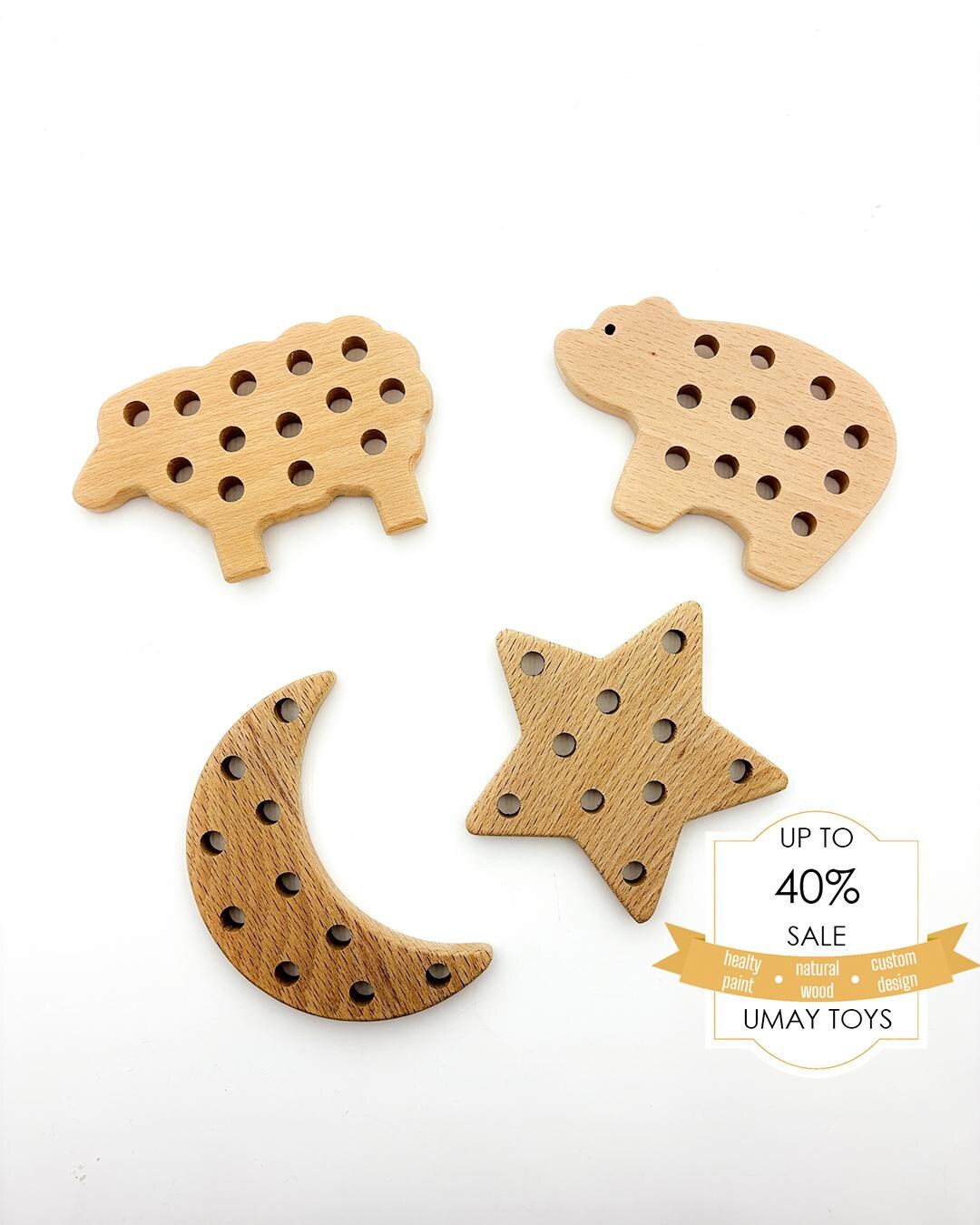 Educational Wooden Lacing Toy for Kids - Handmade Adventure Montessori ...