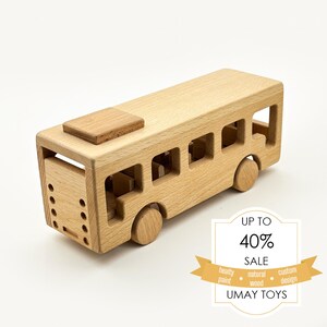Personalized  Wooden Toy Bus - Montessori Sensory Toddler Toy, Custom Wooden Toy Cars, Collect Busy Puzzle Cars, Baby Boy Girl Gift