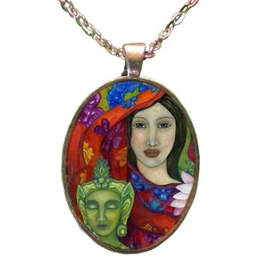 White Tara Goddess of Health and Longevity necklace, Goddess silver pendant, Buddhist gifts for her, Sacred Feminine