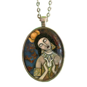 Ciondolo della dea Hathor, collana con ciondolo, dea egizia, gioielli pagani, gioielli vistosi
