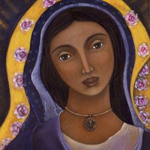 Mother Mary painting print- Virgin Mary Art - Blessed Mother - Virgin Mary Gifts - Altar Art - Catholic Art - Sacred Mother -Alter decor