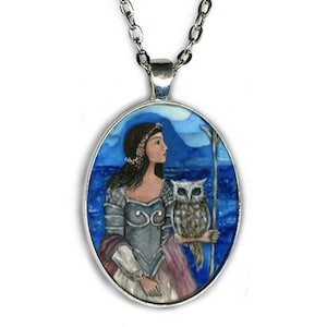 Athena Pendant, Goddess of Wisdom and Knowledge, Goddess Art, inspirational silver Jewelry, Pagan statement necklace