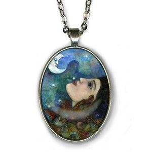Butterfly Maiden Goddess of Rebirth and Renewal Pendant- silver Goddess necklace - mini art print unique jewelry