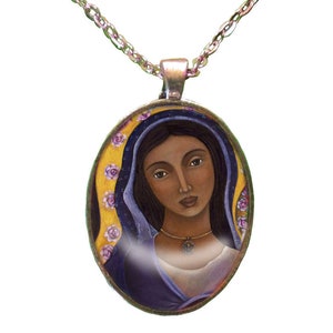 Mother Mary pendant - unconditional Love - Sacred Mother silver necklace-  divine feminine gift - Virgin Mary - women&#39;s statement jewelry