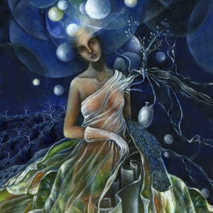 Ariadne art on canvas, Minoan Goddess, altar decor, Spiritual Painting, Sacred Feminine Alter decor